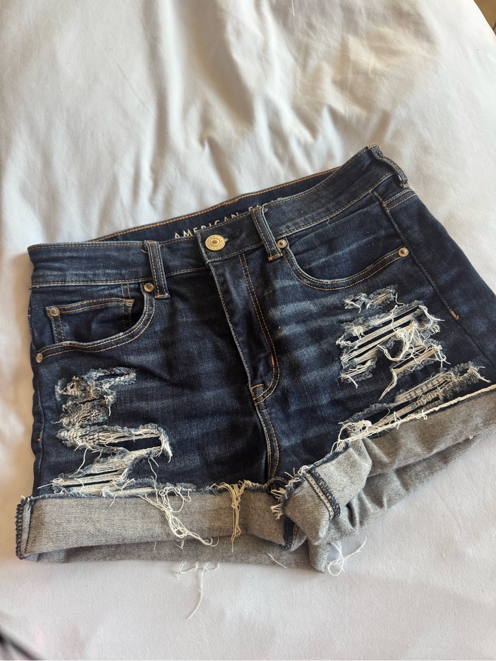 American Eagle Outfitters Dark Wash Distressed Denim Women’s Shorts